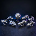 Puzzvo Sci-Fi Starships 3D Metal Puzzle - assembled metallic spacecraft models