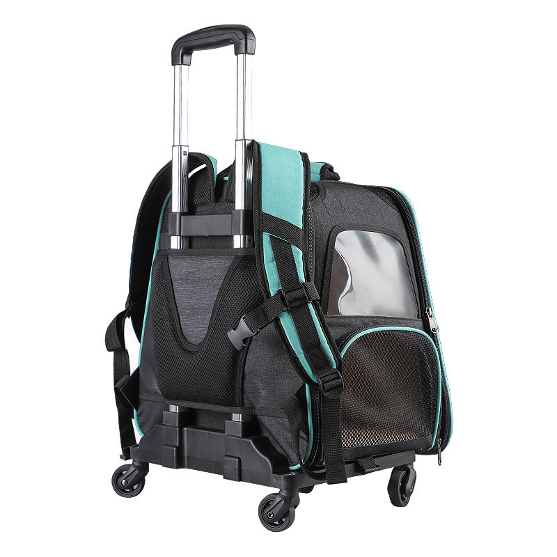 Puzzvo Pet Trolley Backpack - Portable Rolling Carrier - Product Image