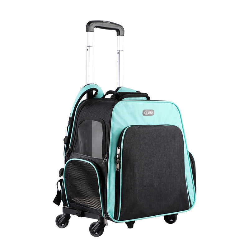 Puzzvo Pet Trolley Backpack - Portable Rolling Carrier - Product Image