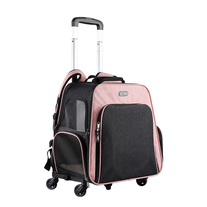 Puzzvo Pet Trolley Backpack - Portable Rolling Carrier - Product Image