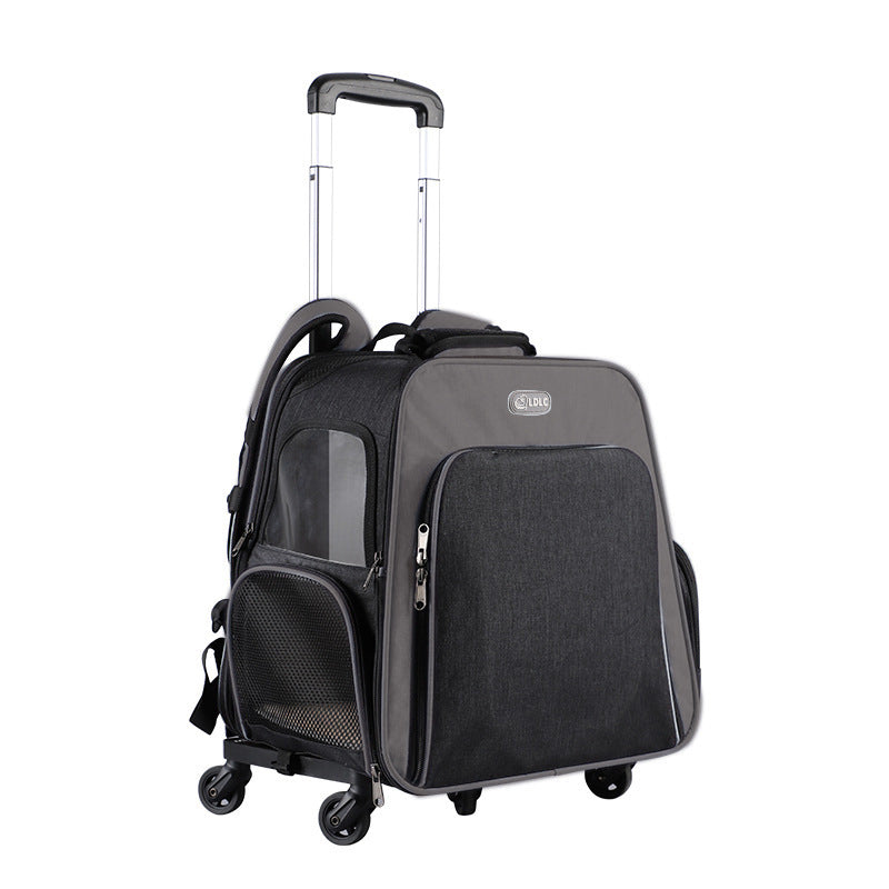 Puzzvo Pet Trolley Backpack - Portable Rolling Carrier - Product Image