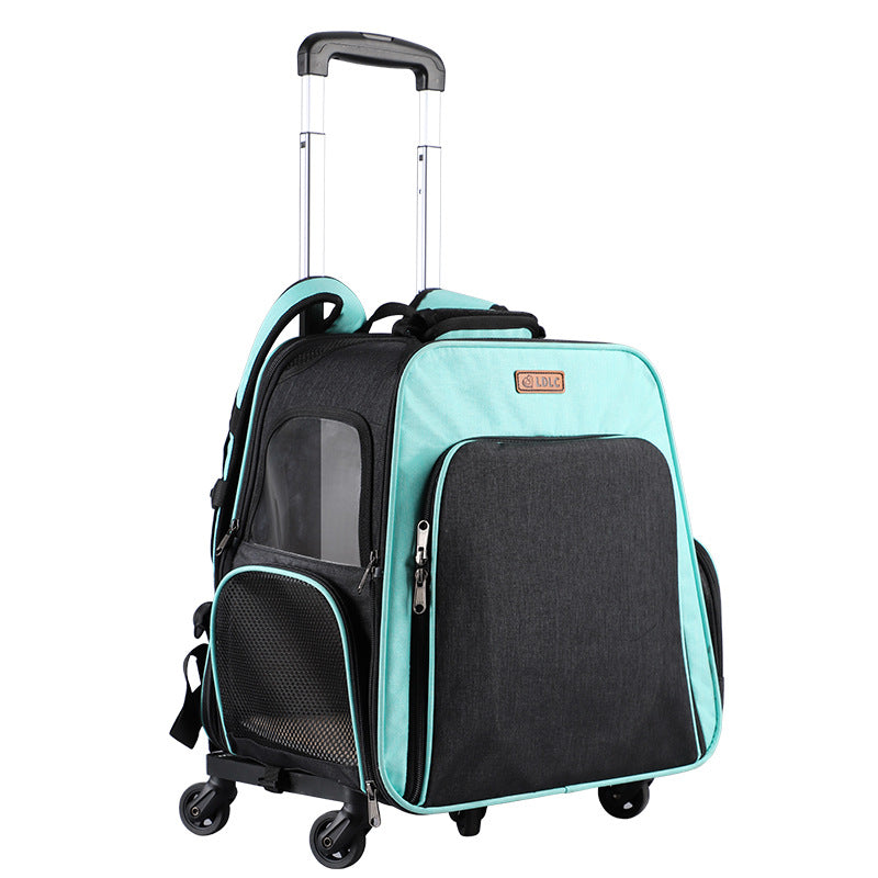 Puzzvo Pet Trolley Backpack - Portable Rolling Carrier - Product Image