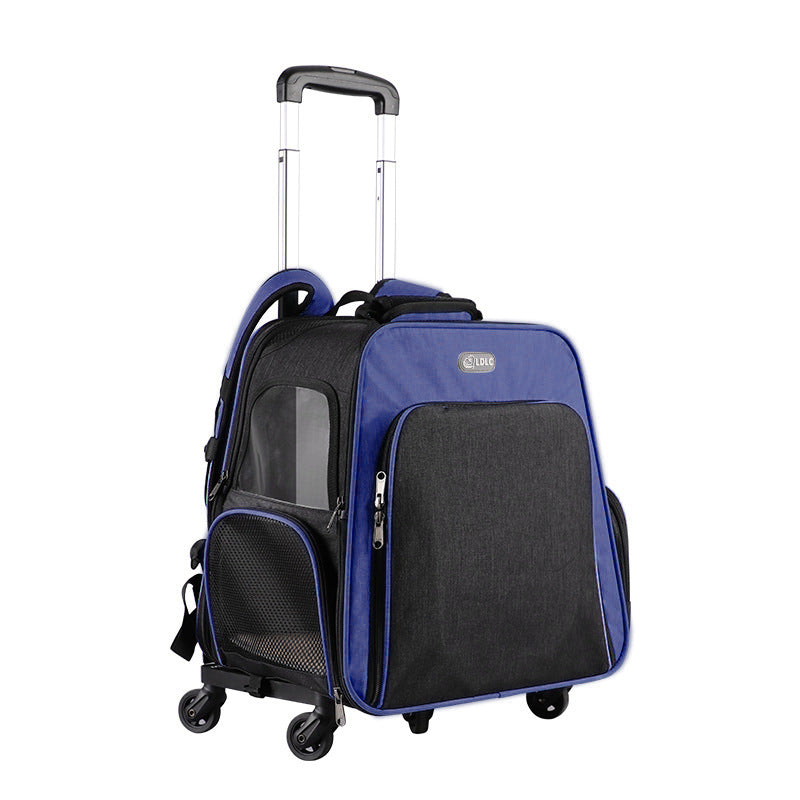 Puzzvo Pet Trolley Backpack - Portable Rolling Carrier - Product Image