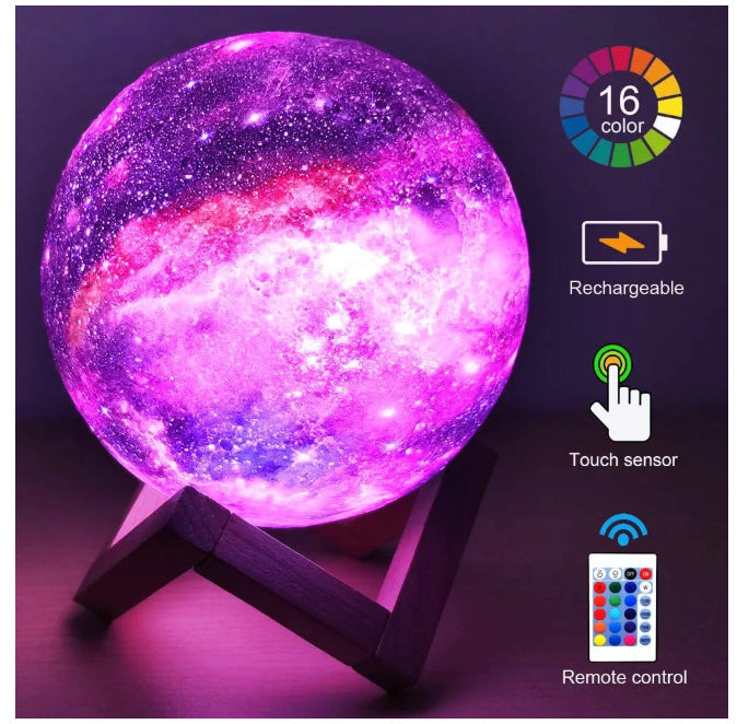 Puzzvo 3D Moon Lamp - Galaxy LED Night Light with Remote - Product Image
