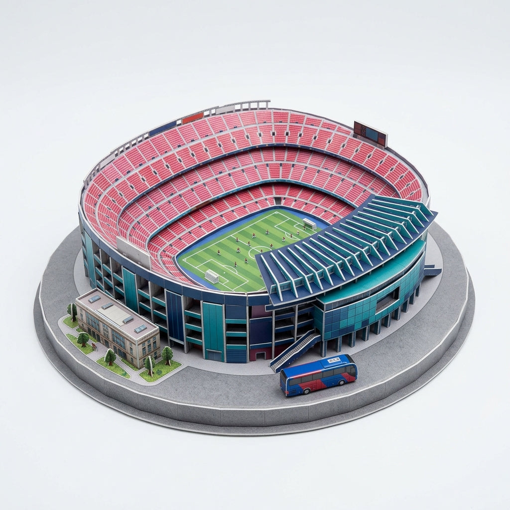 3D Stadium Puzzle Barcelona Camp Nou - Paper Model Kit 69 Pieces - PUZZVO Premium 3D Puzzle