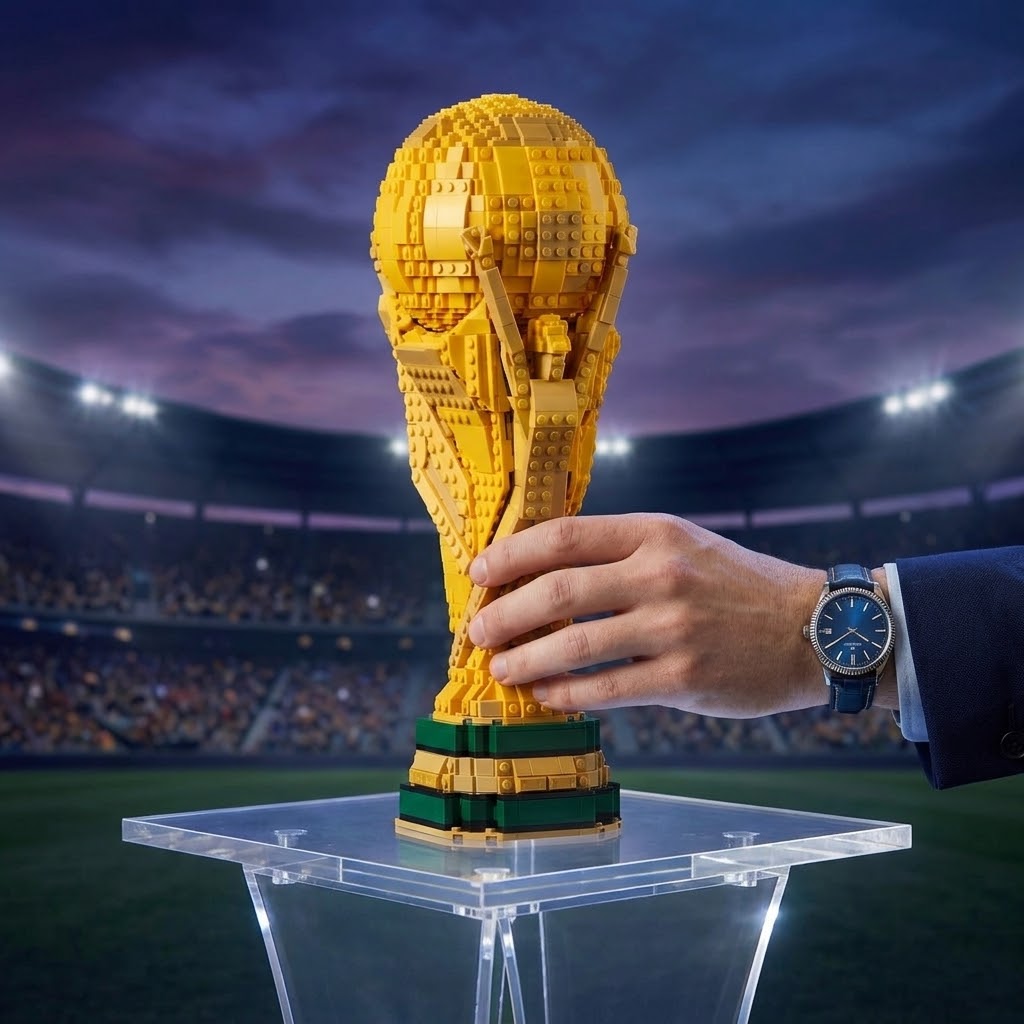 Football Champion Trophy Building Blocks - 2842 Pieces Gold Display Model | World Cup 2026