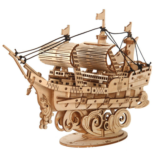 Puzzvo 3D Wooden Sailboat - DIY Ship Model Puzzle - Product Image