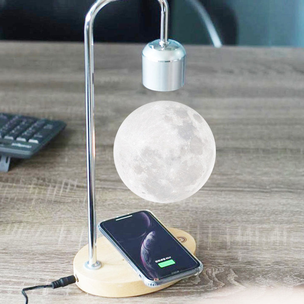 Puzzvo Floating Moon Lamp - Levitating 3D Print with Wireless Charger - Product Image