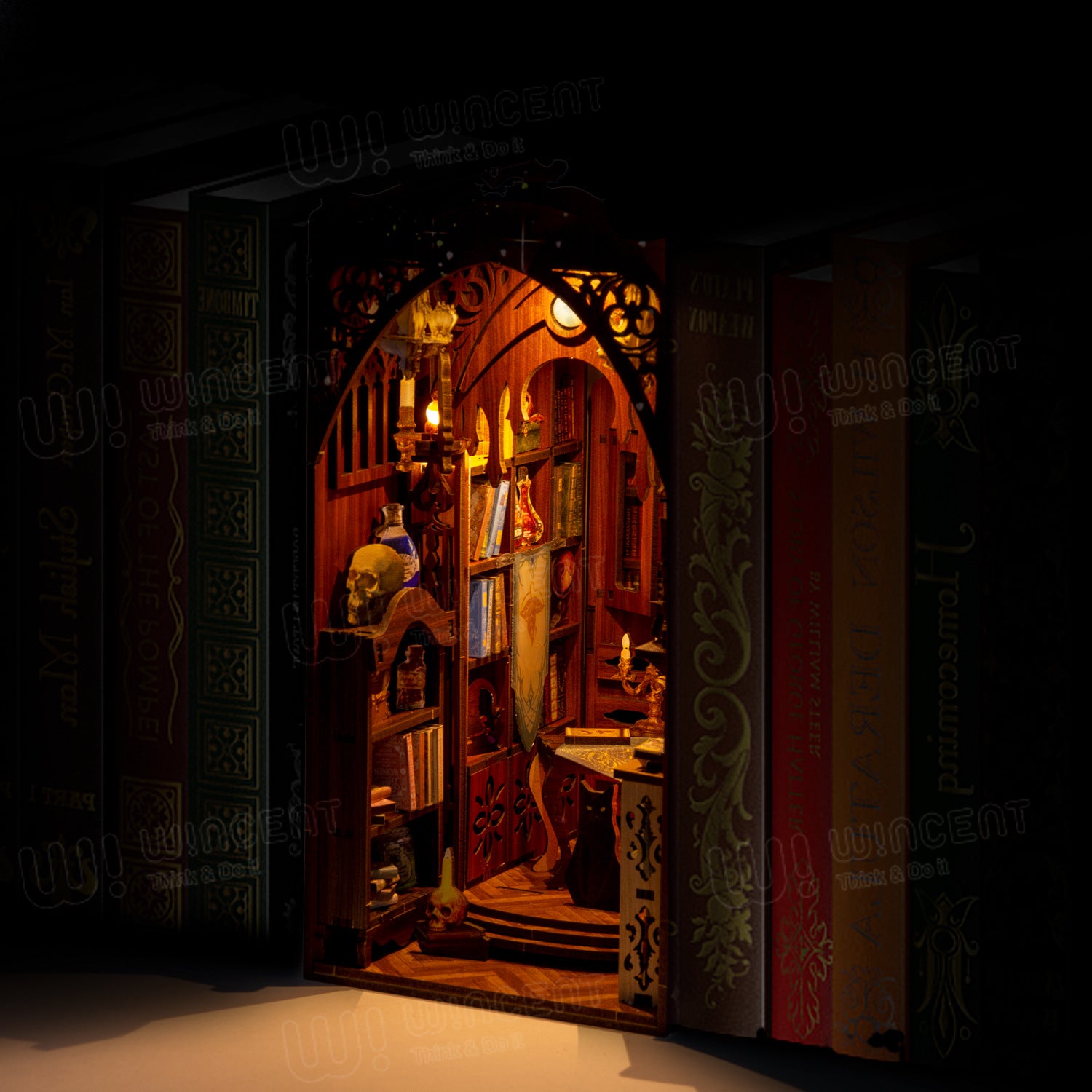 Puzzvo Scene Bookend - 3D Wooden Interlocking House - Product Image
