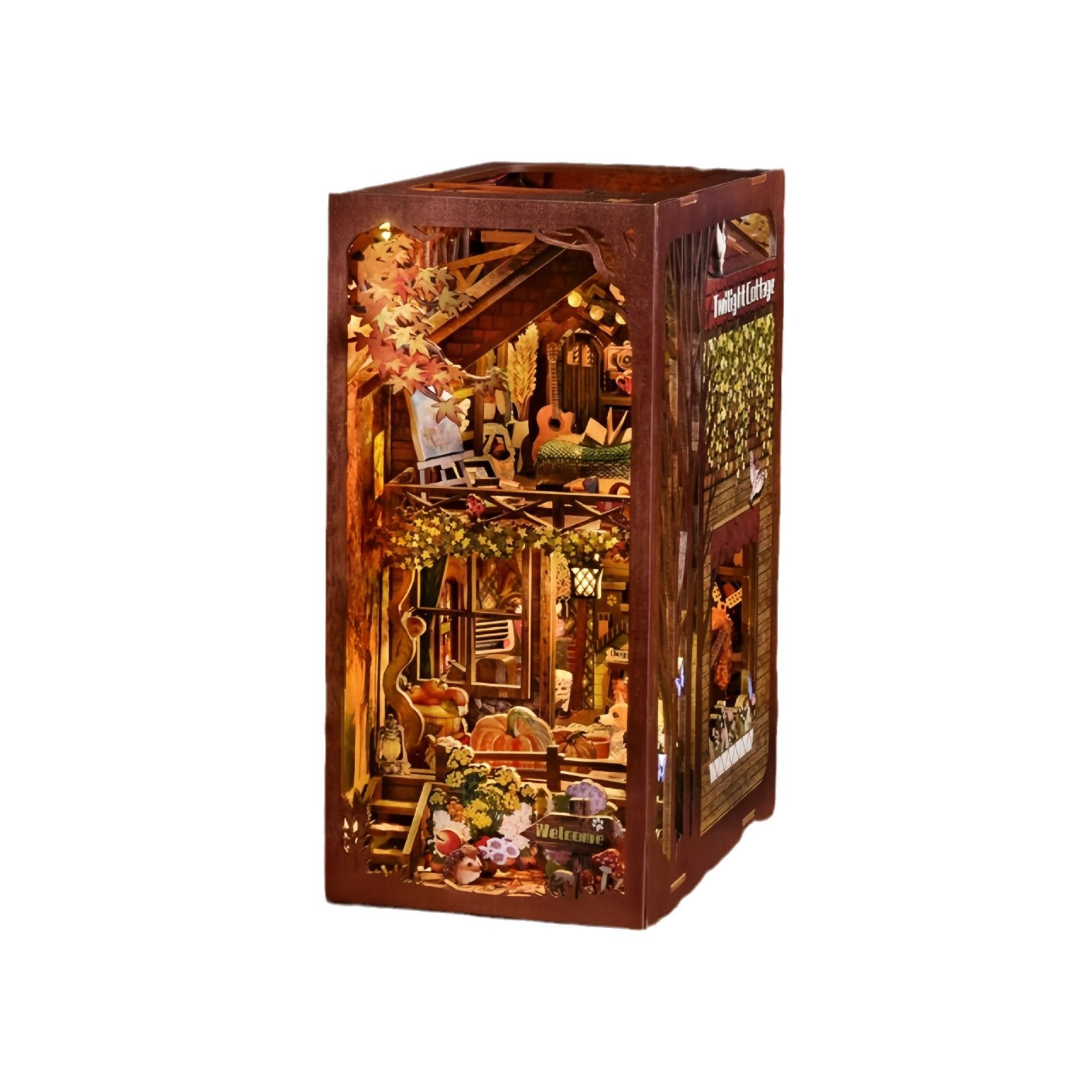 Puzzvo Twilight Cottage Bookend - DIY 3D Wooden Model - Product Image