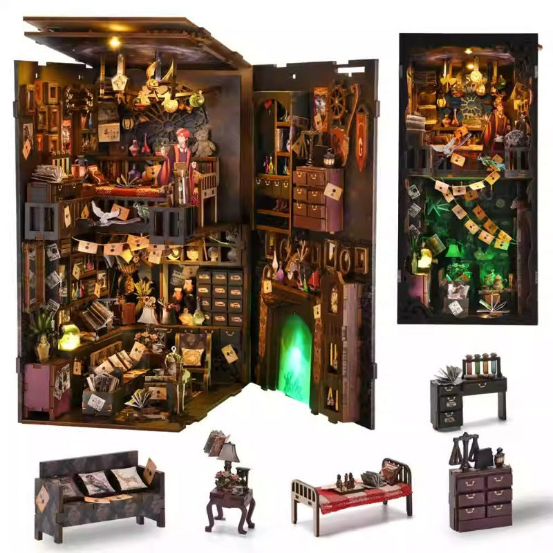 Puzzvo Twilight Cottage Bookend - DIY 3D Wooden Model - Product Image
