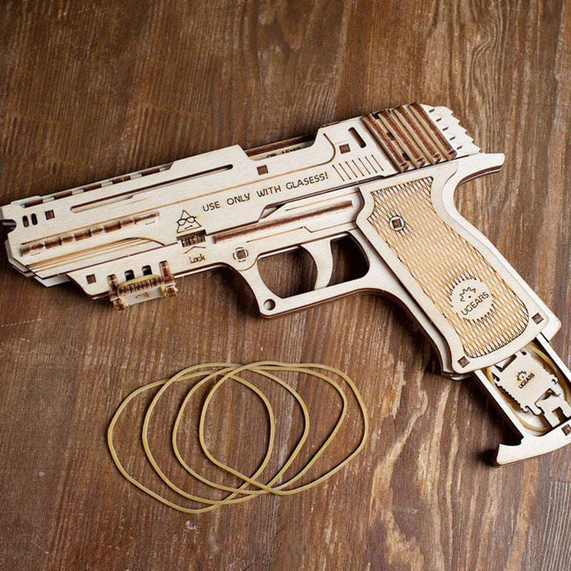 Puzzvo Wooden Rubber Band Gun - 3D Assembly Model - Product Image