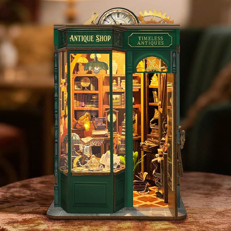 Puzzvo Whale Sky Book Nook - 3D Wooden Bookshelf Insert with LED - Product Image