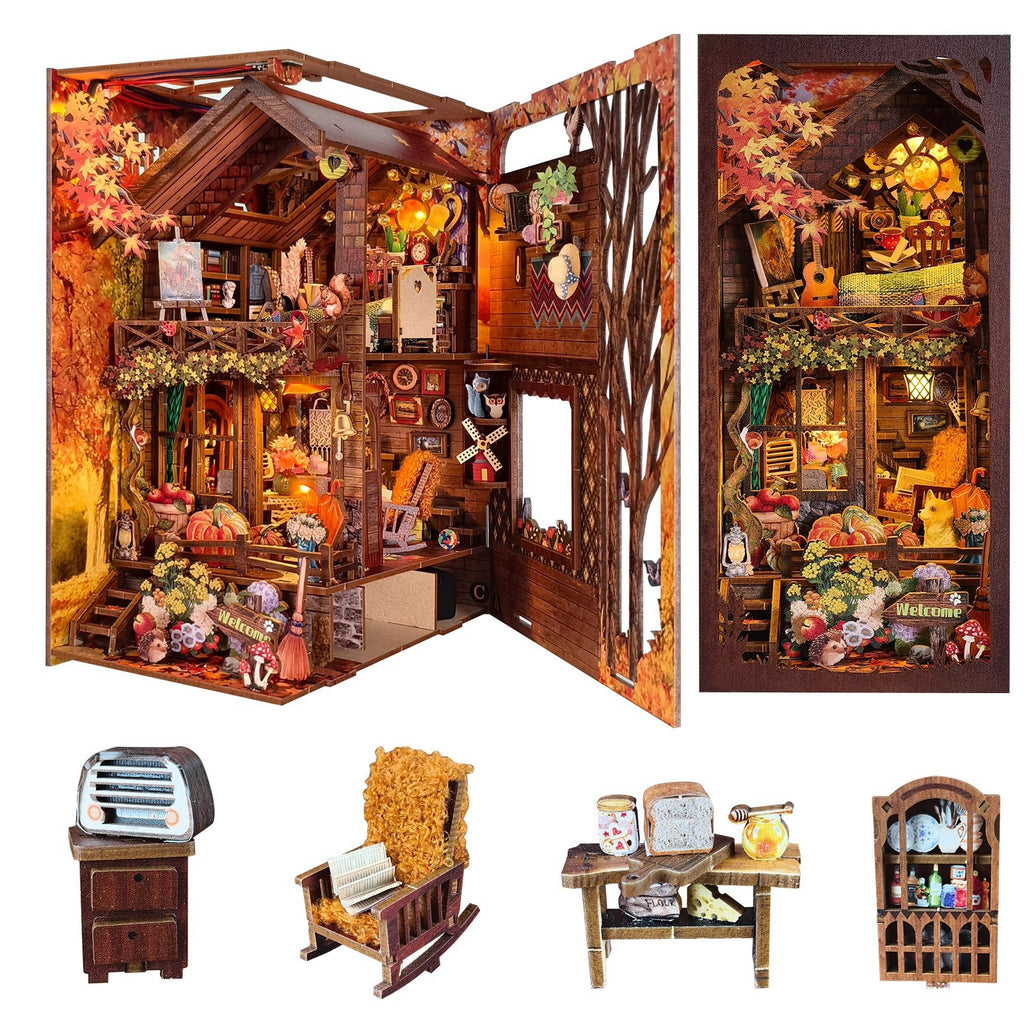 Puzzvo Twilight Cottage Bookend - DIY 3D Wooden Model - Product Image