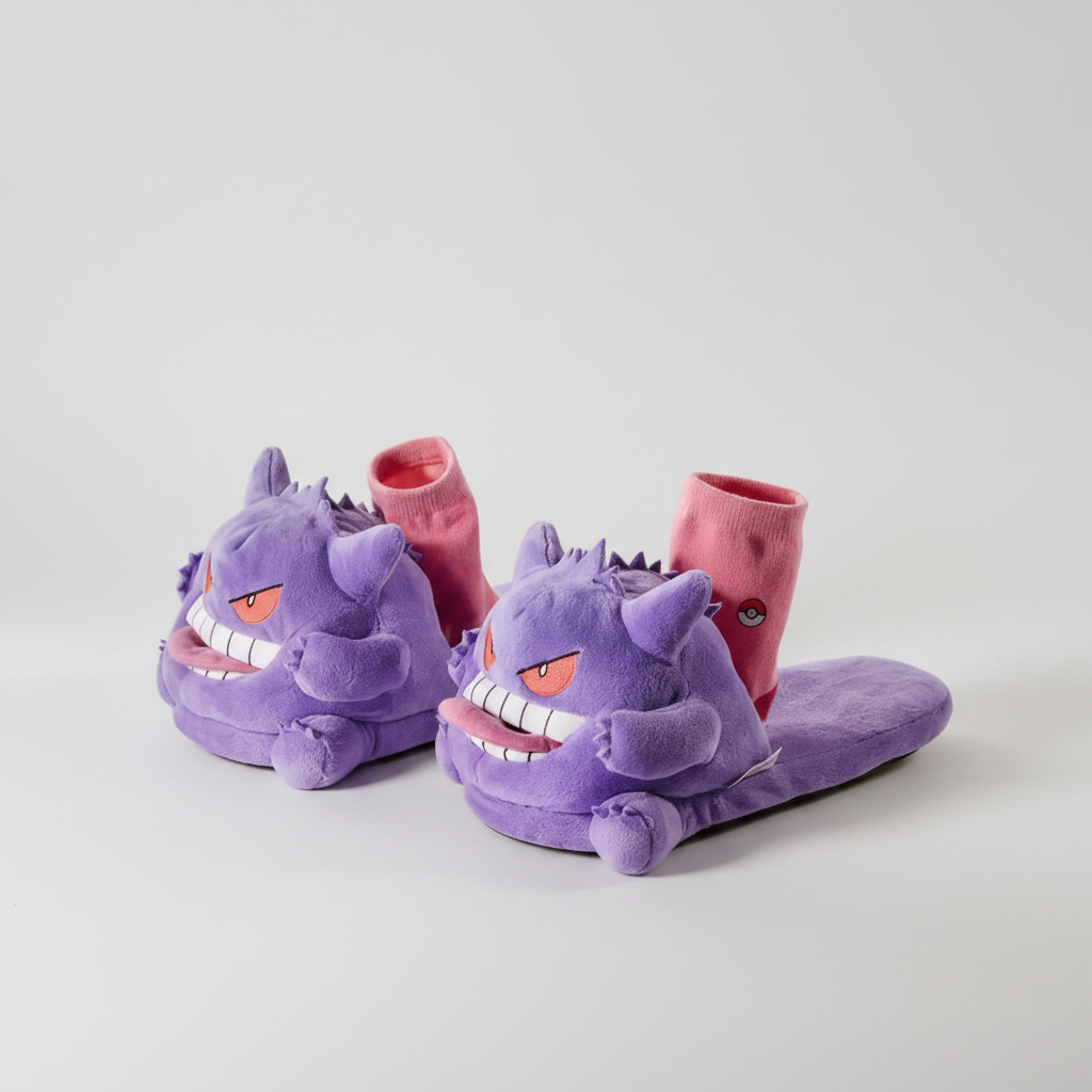 Pokemon Gengar Plush Slippers Tongue Out