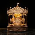 Romantic Carousel Music Box - LED Wooden Puzzle Kit 316 Pieces - PUZZVO Premium 3D Puzzle