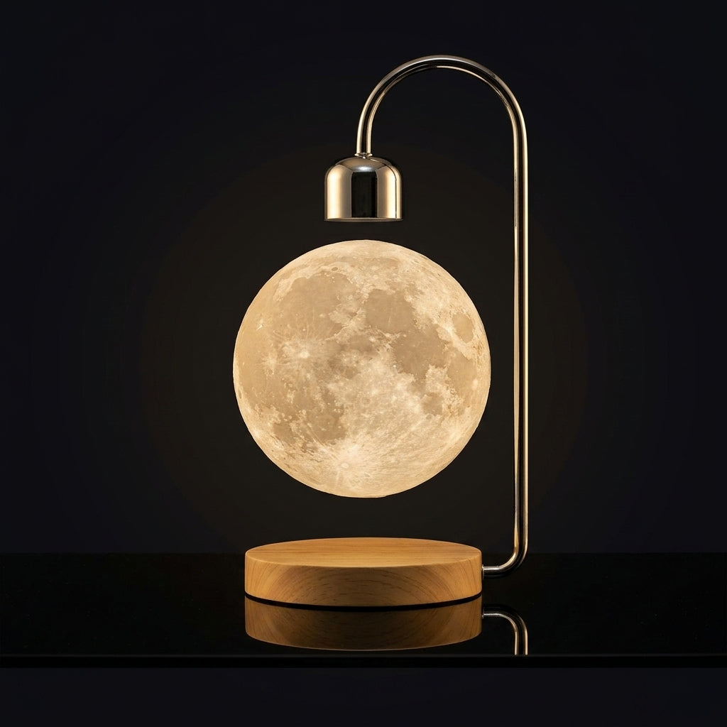 Floating Moon Lamp - Levitating 3D Print with Wireless Charging - PUZZVO Premium 3D Puzzle