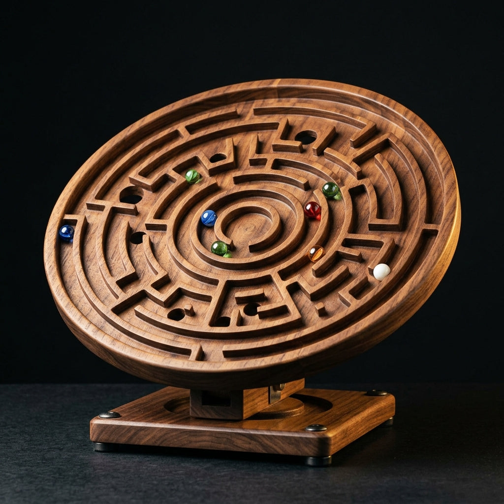 3D Marble Maze - Wooden Track Board Game Puzzle - PUZZVO Premium 3D Puzzle