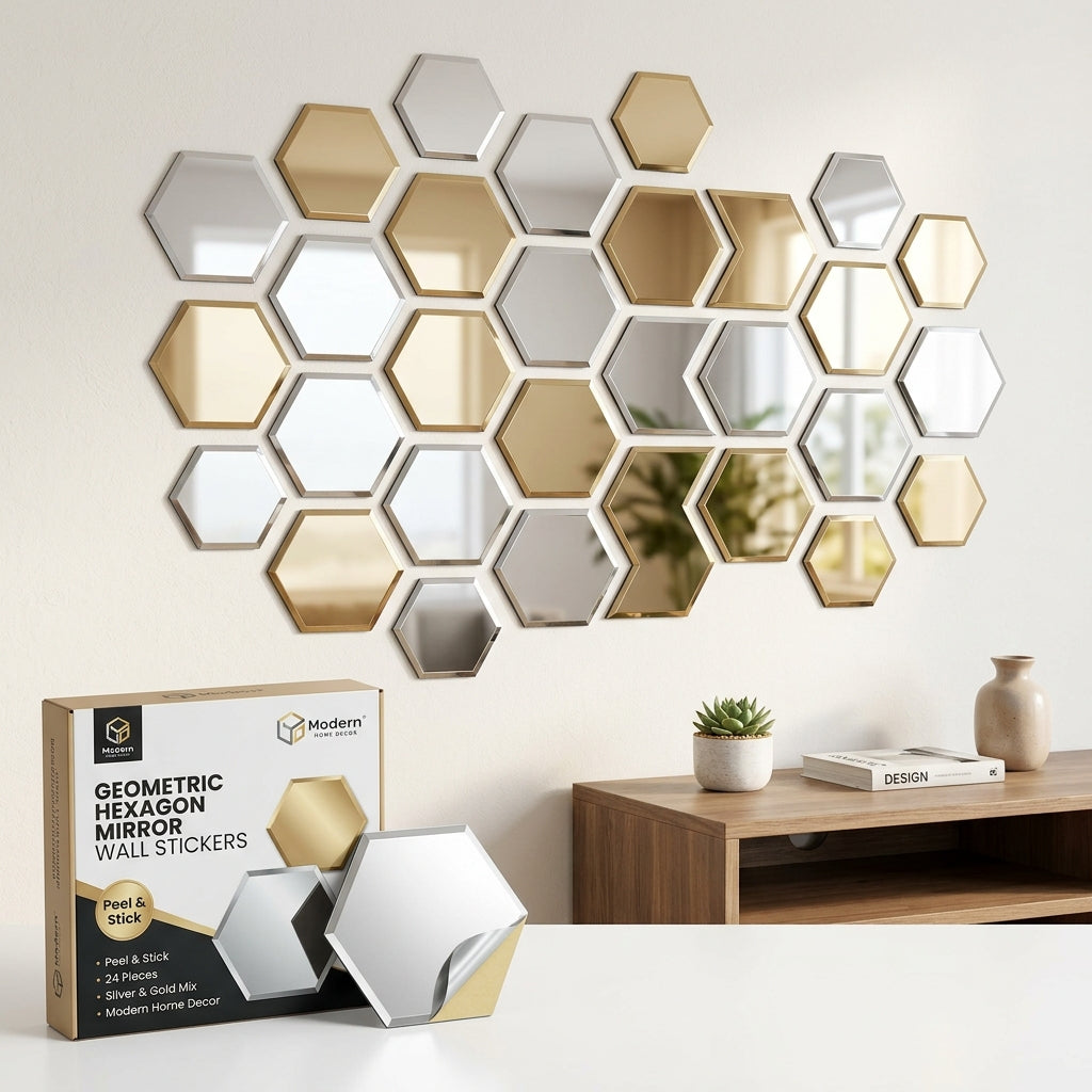Puzzvo 3D Geometric Wall Stickers – DIY Peel & Stick Decor