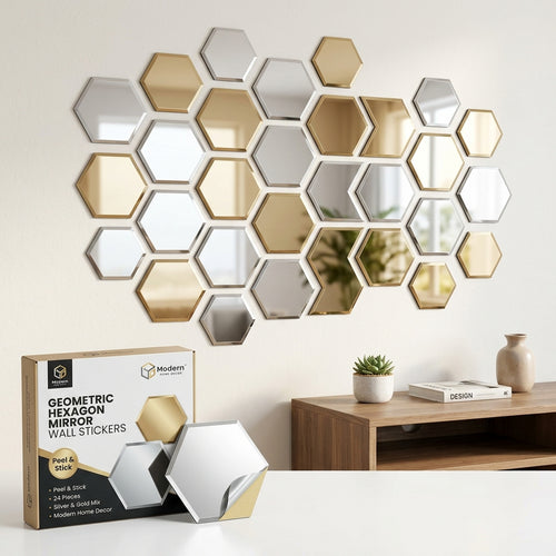 Puzzvo 3D Geometric Wall Stickers – DIY Peel & Stick Decor