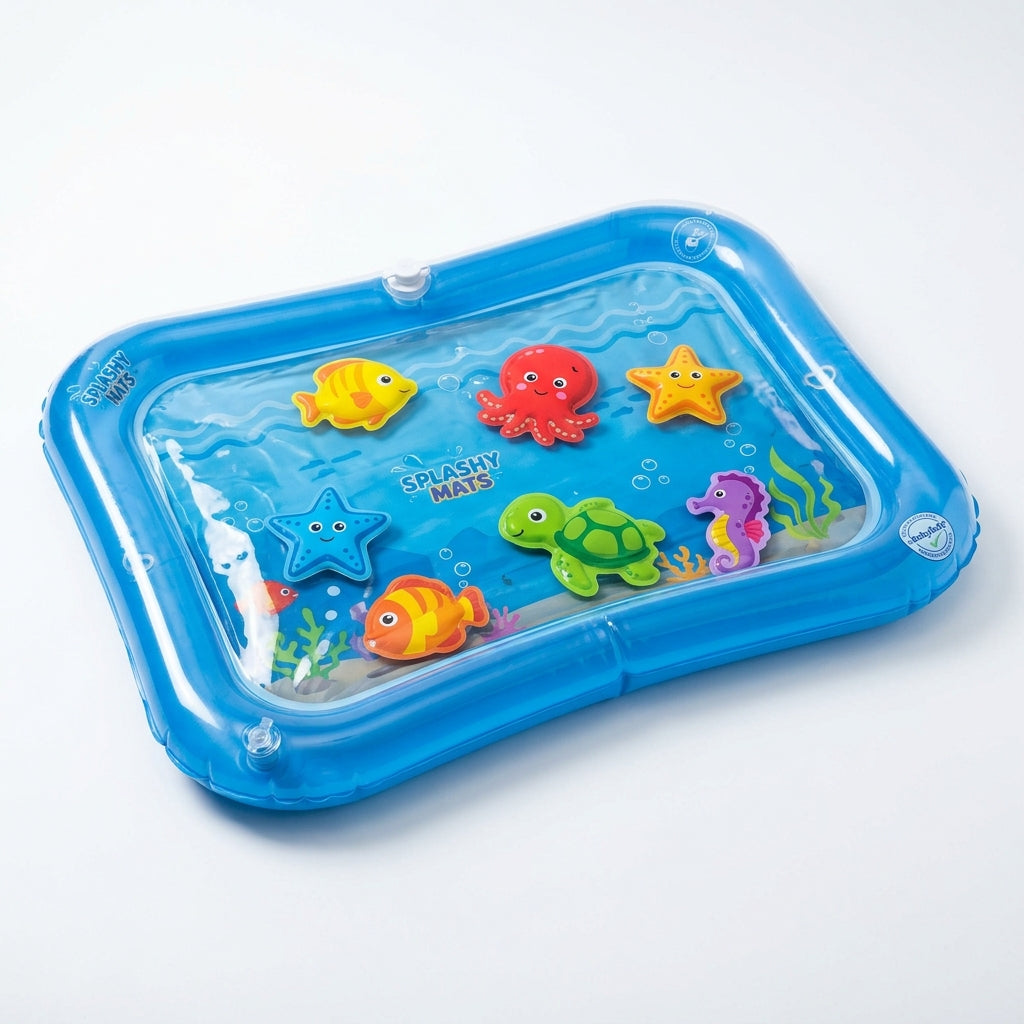 Puzzvo Baby Water Play Mat – Inflatable Tummy Time Activity Pad
