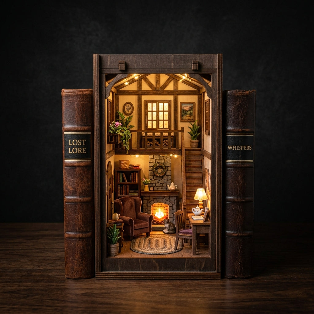 Twilight Cottage Bookend - DIY 3D Wooden Model - PUZZVO Premium 3D Puzzle